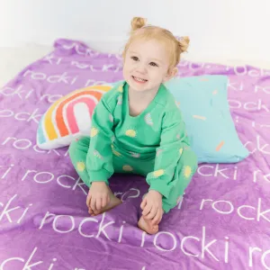 PERSONALIZED NAME BLANKET - LIGHT FONT - TROPICAL LILAC
