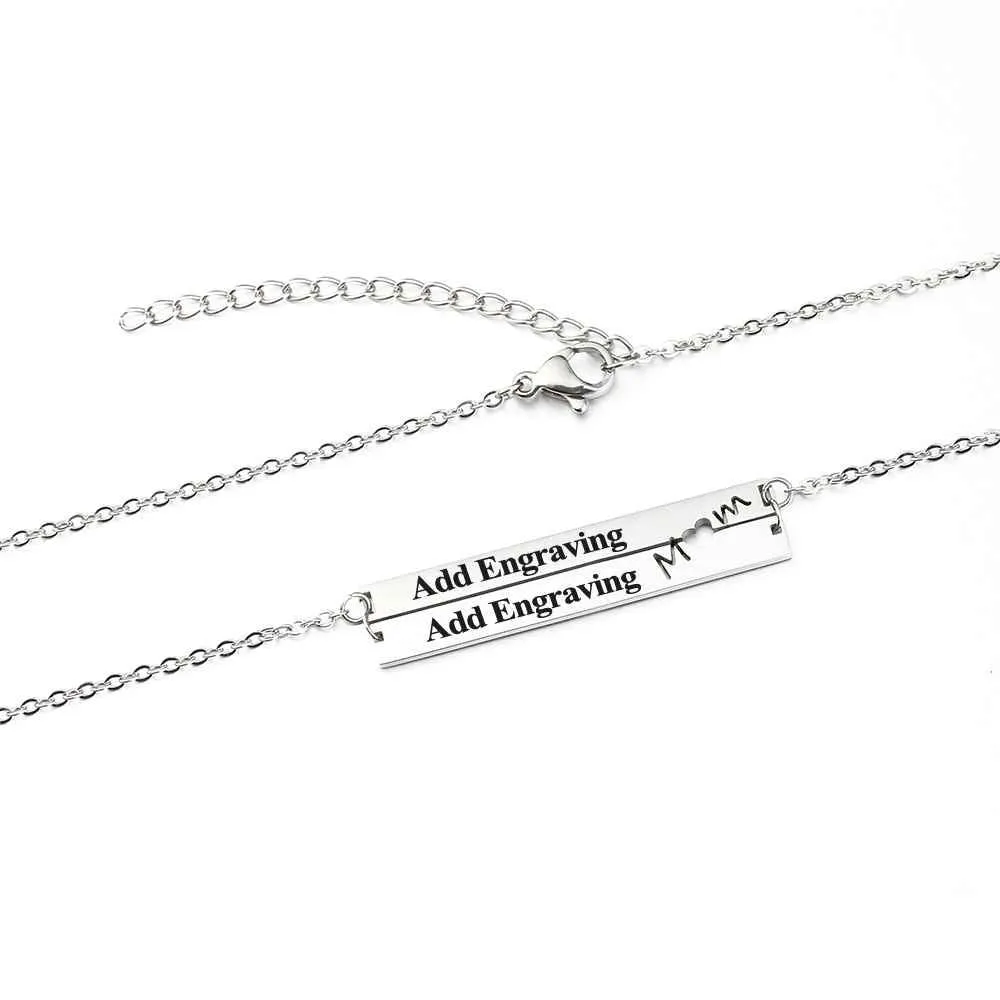 Personalized Stainless Steel Nameplate Bar Engraved Pendant Necklace, Fashion Jewelry Gift for Women