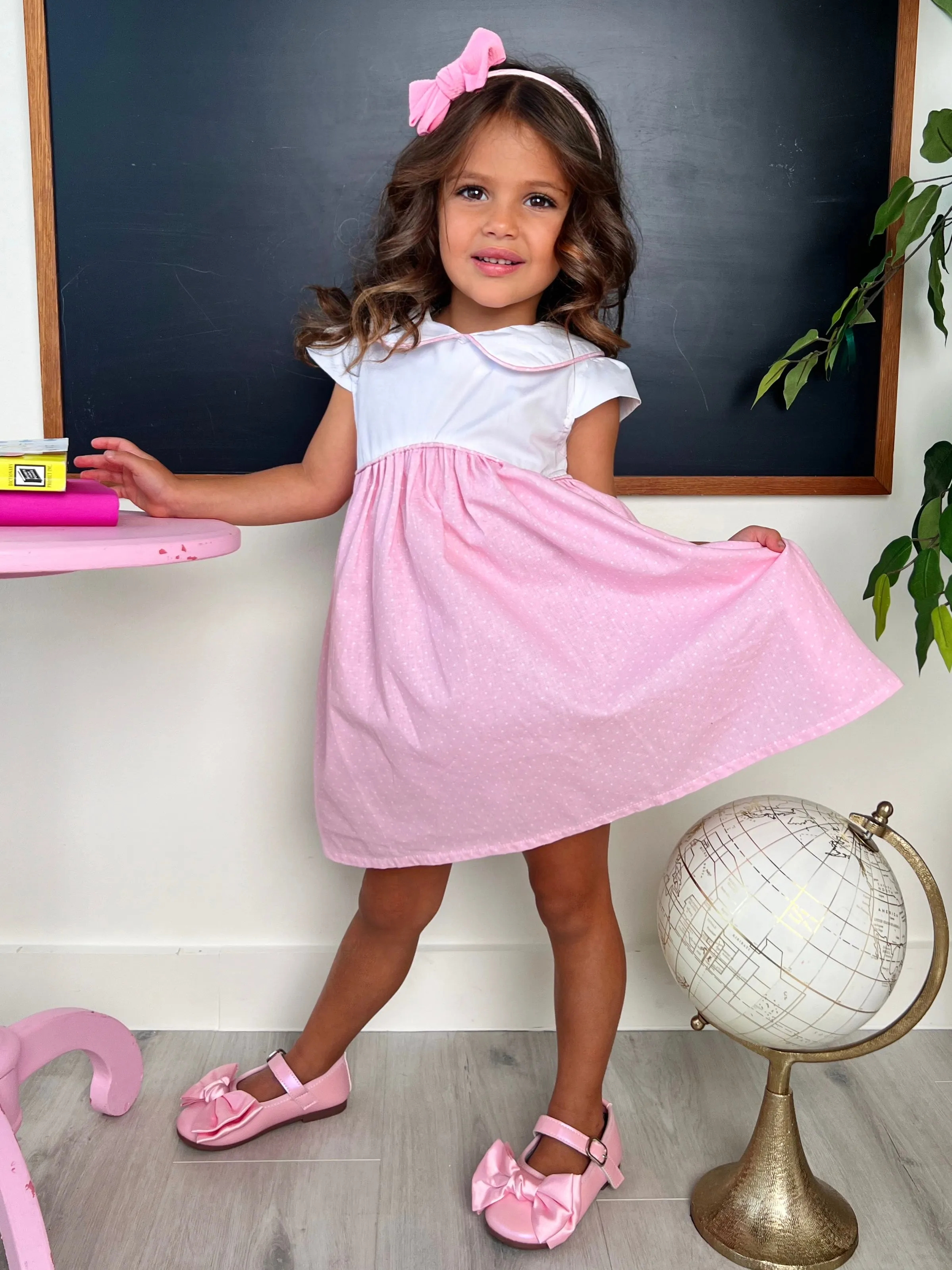 Peter Pan Collar Polka Dot Dress by Kids Couture