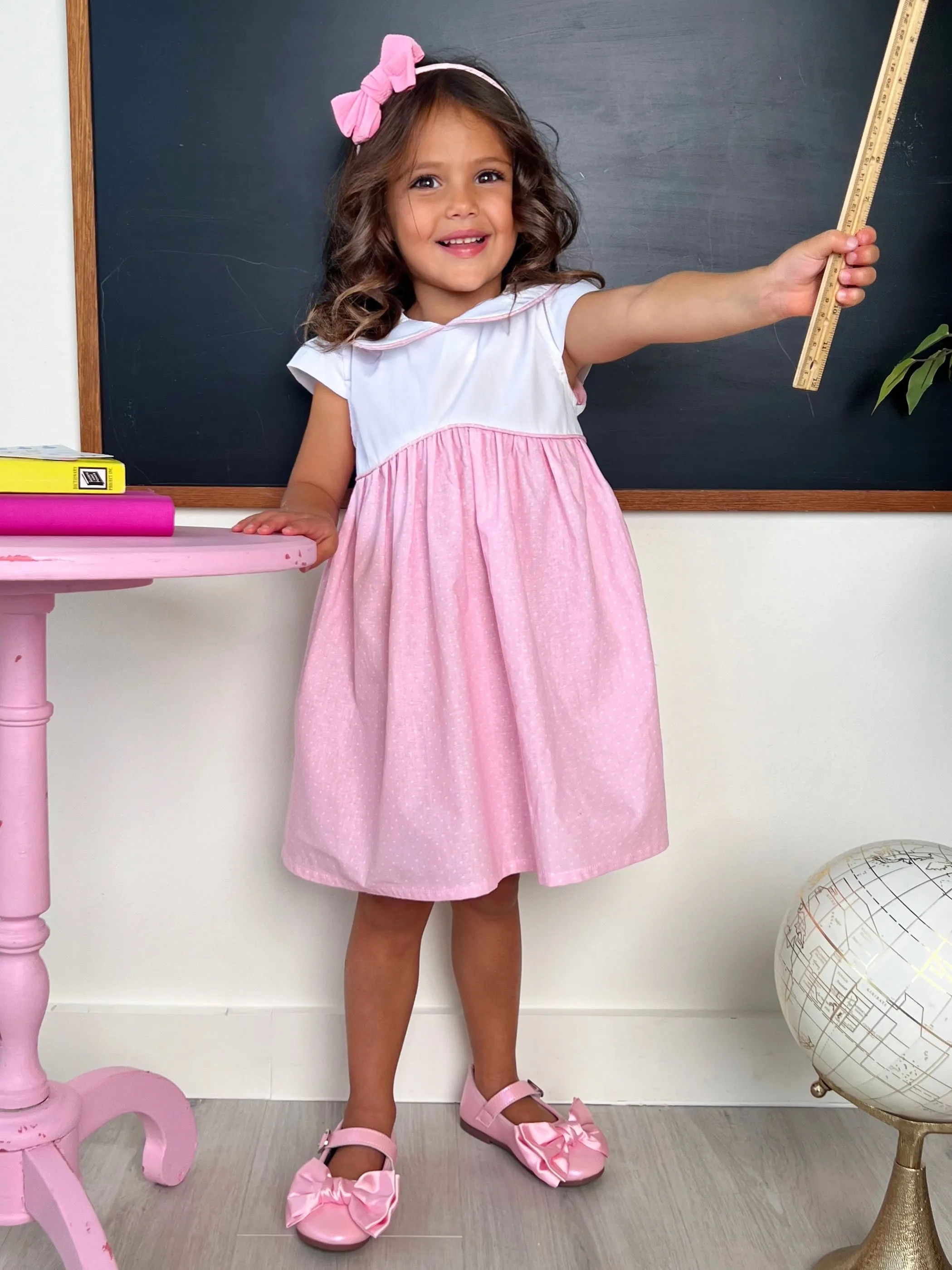Peter Pan Collar Polka Dot Dress by Kids Couture