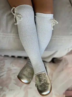 Petite Maison Kids Silver 'Perla Shimmer' Socks