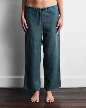 Petrol 100% French Flax Linen Pants