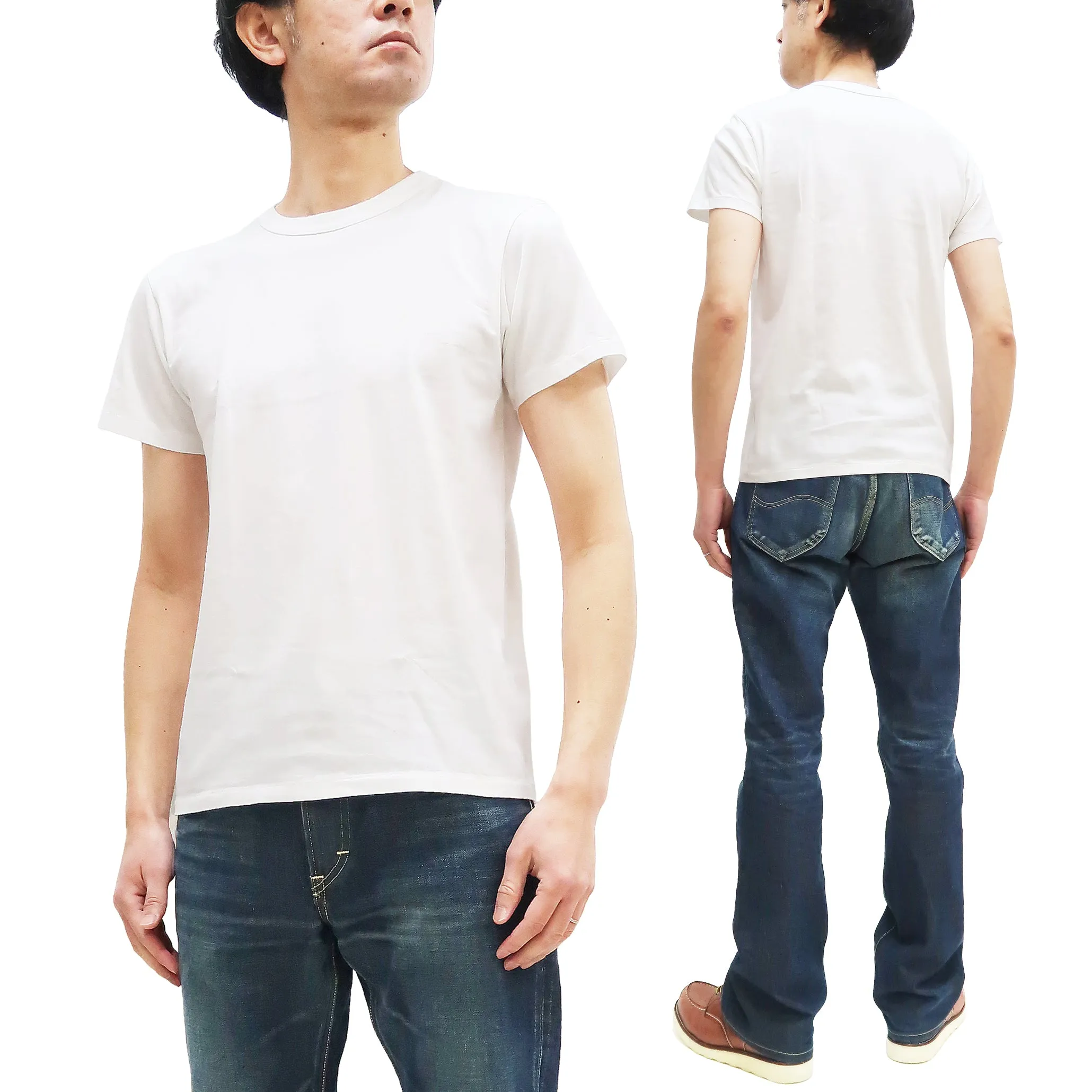 Pherrows 2-Pack T-shirts Men's Pack of two T-shirts Plain Solid Color Lightweight Short Sleeve Loopwheel Tee Pherrow's 2PACK-TEE White