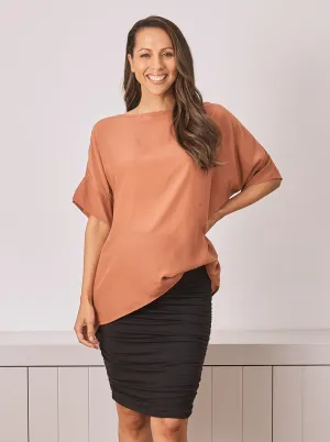 Pia Maternity Relax Fit Short Sleeve Top - Rust