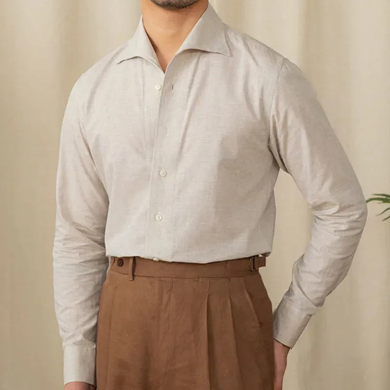 Piece collar casual long-sleeve shirt