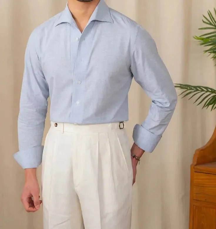 Piece collar casual long-sleeve shirt