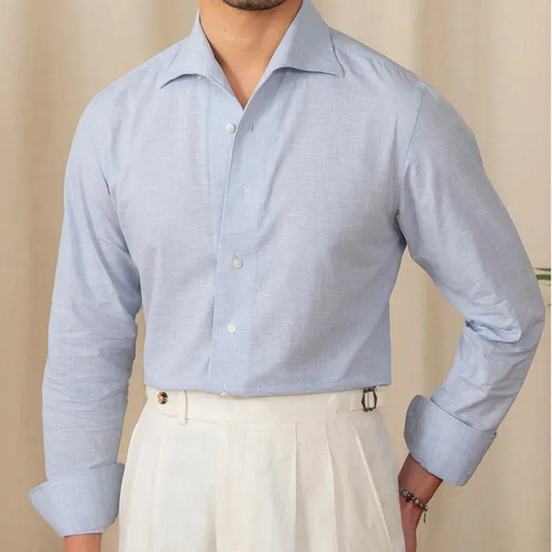 Piece collar casual long-sleeve shirt