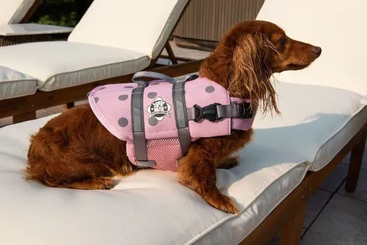 Pink & Grey Polka Dots Neoprene Dog Life Jacket