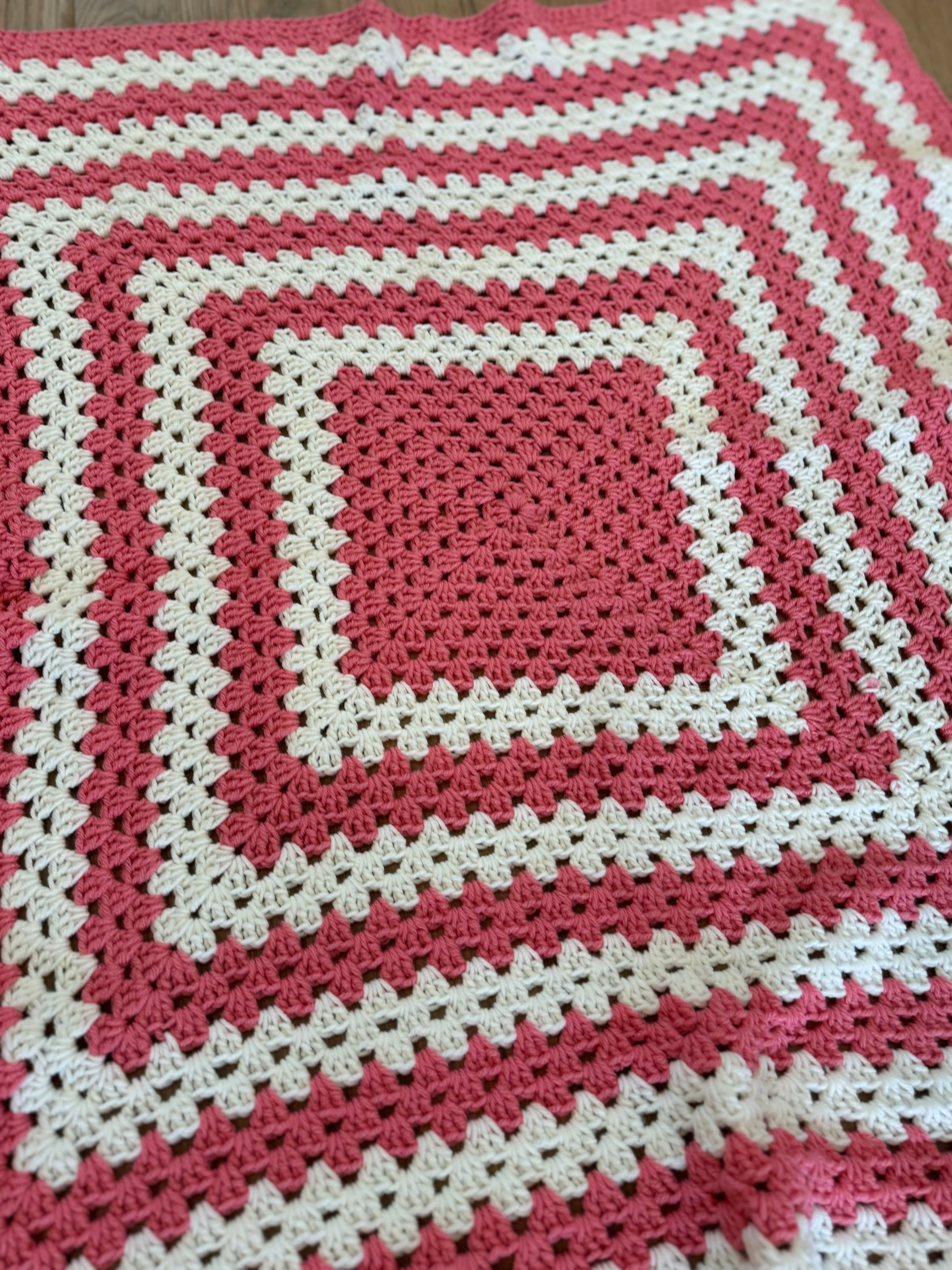 Pink & White Afghan 47x44”