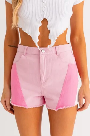 Pink Color Blocked Shorts