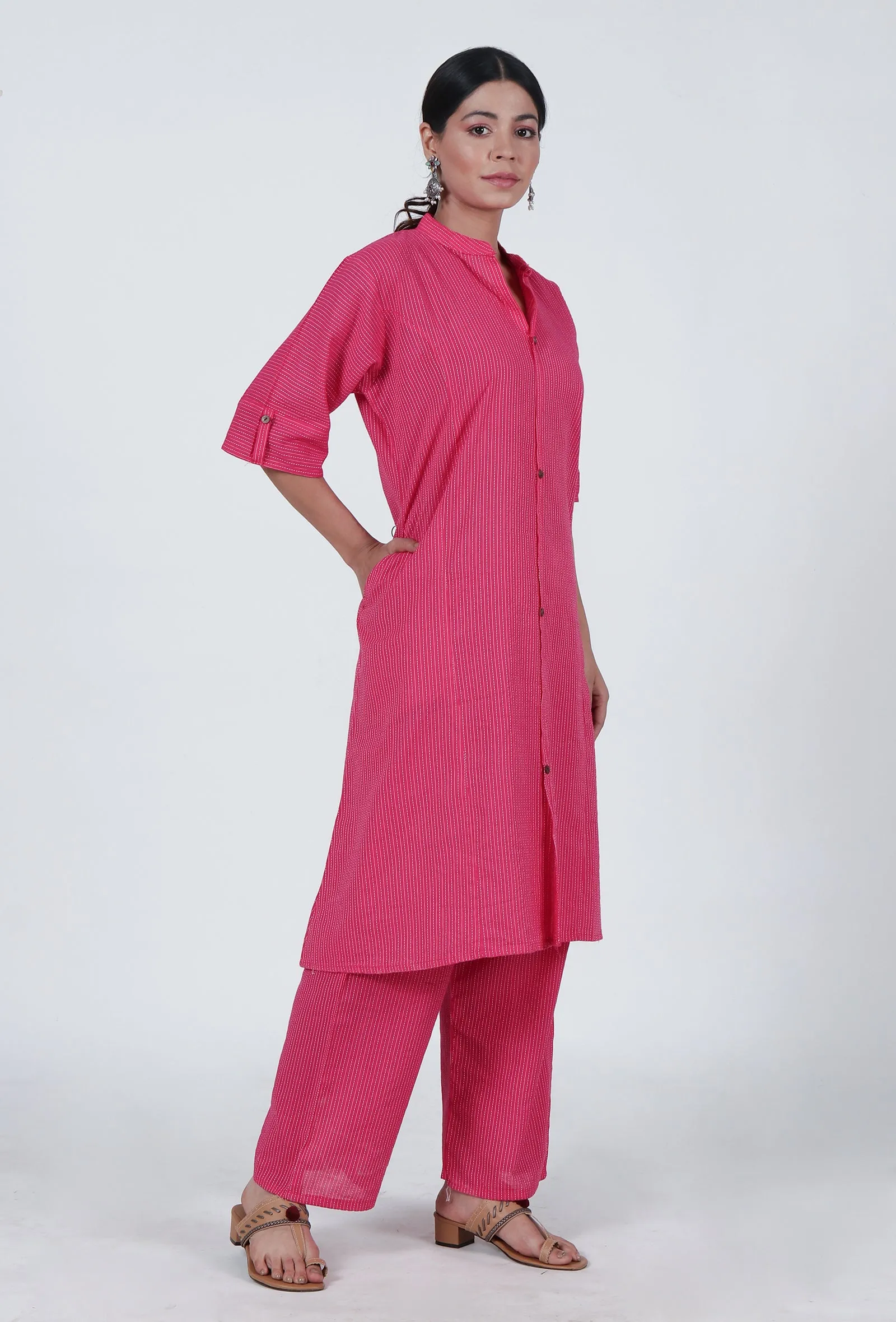 Pink Cotton Kurta