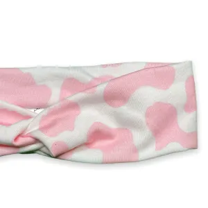 Pink Cow Print Knotties Headband