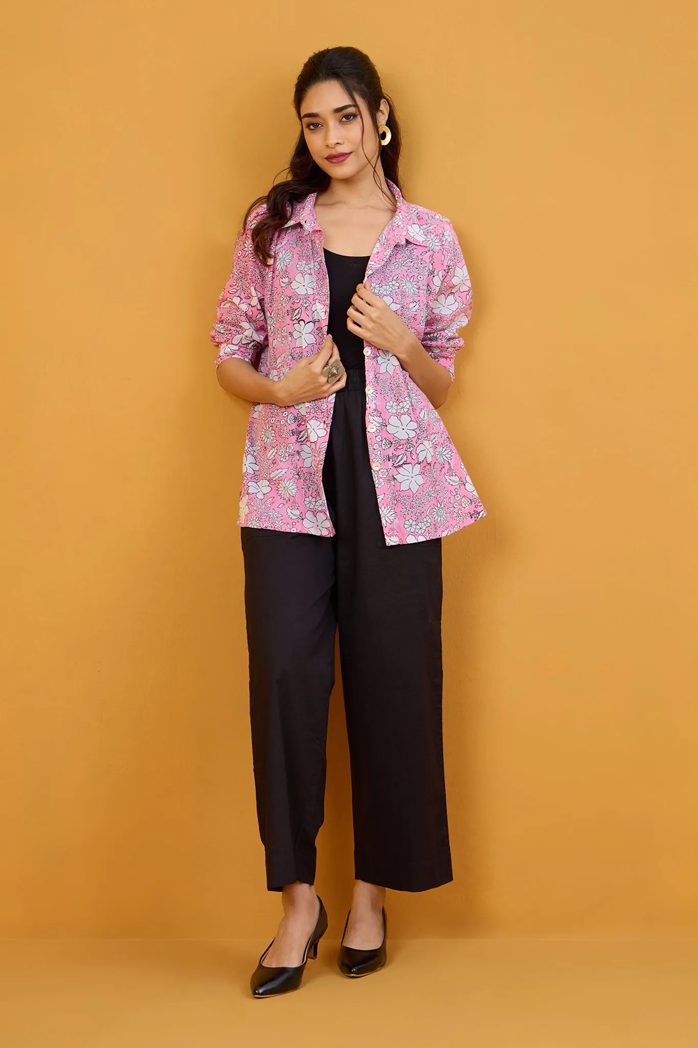 Pink Floral Ballet Everyday Cotton Shirt