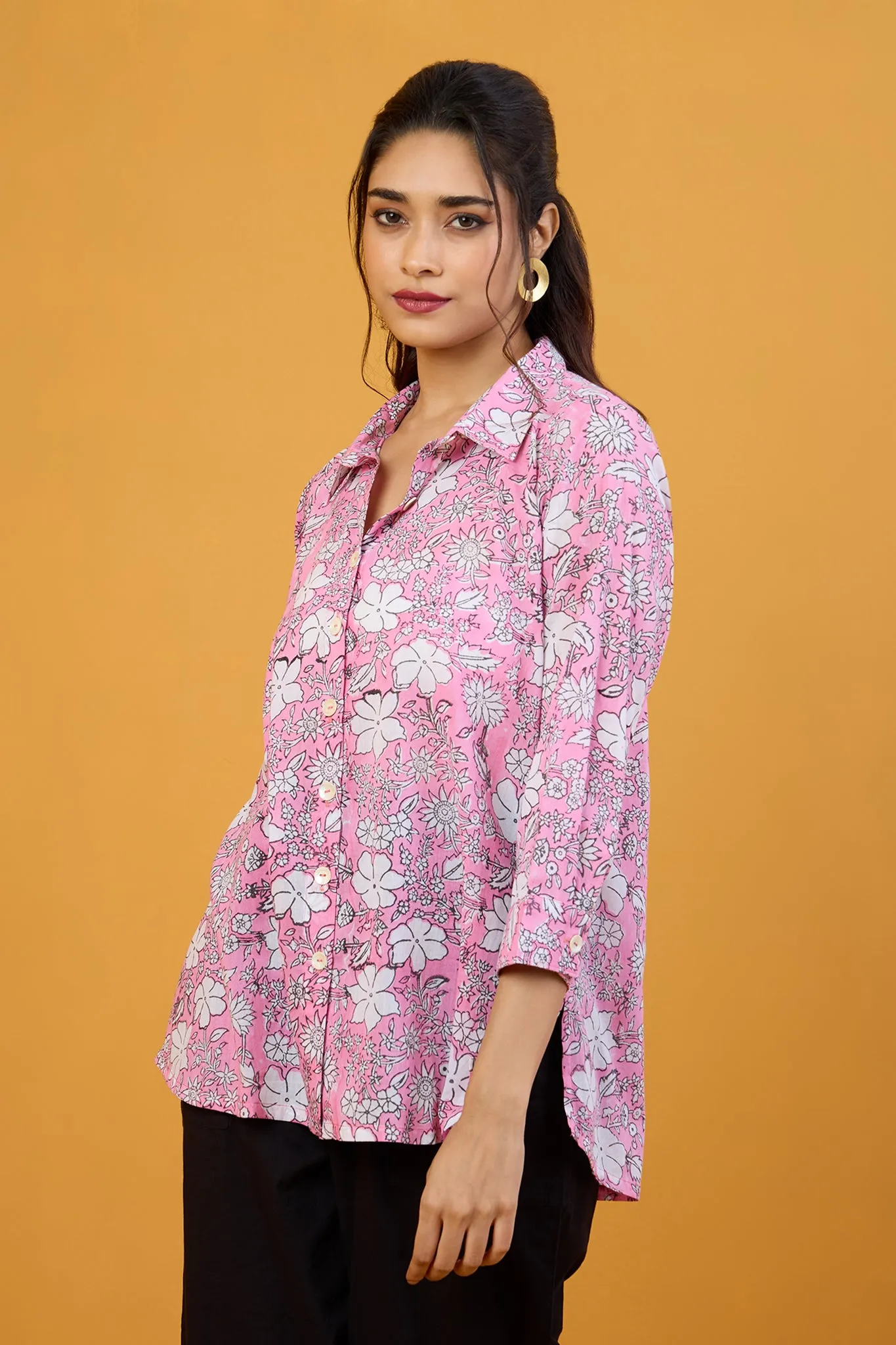 Pink Floral Ballet Everyday Cotton Shirt