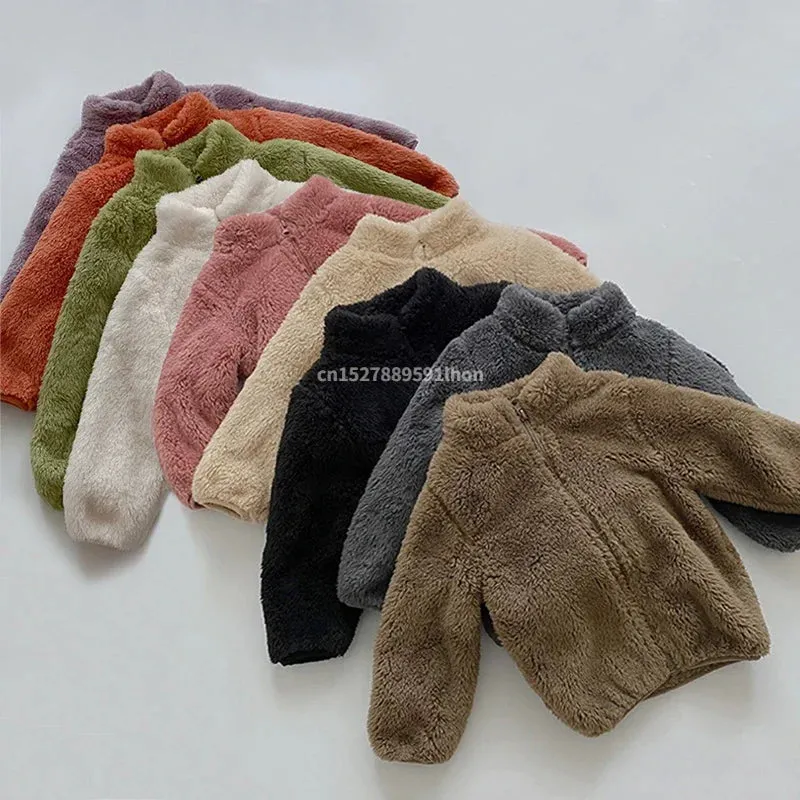 Pink Girls Jackets Autumn Coat Winter Thermal Fleece Jacket for Children 1 2 3 4 5Yrs Kids Coats Warm Korean Outerwear (Copy)
