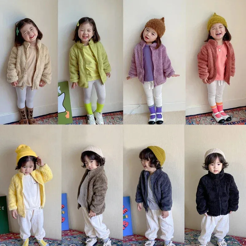 Pink Girls Jackets Autumn Coat Winter Thermal Fleece Jacket for Children 1 2 3 4 5Yrs Kids Coats Warm Korean Outerwear (Copy)