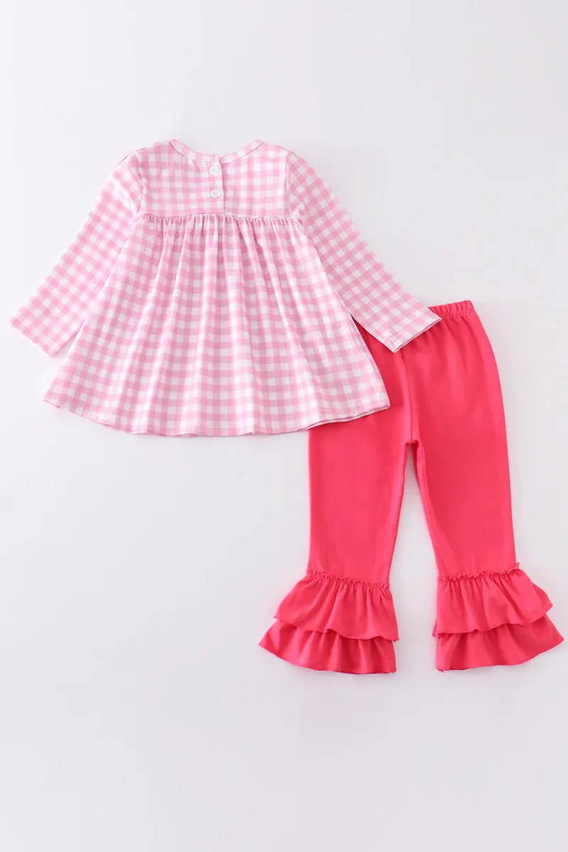 Pink Heart Plaid Two Piece Set