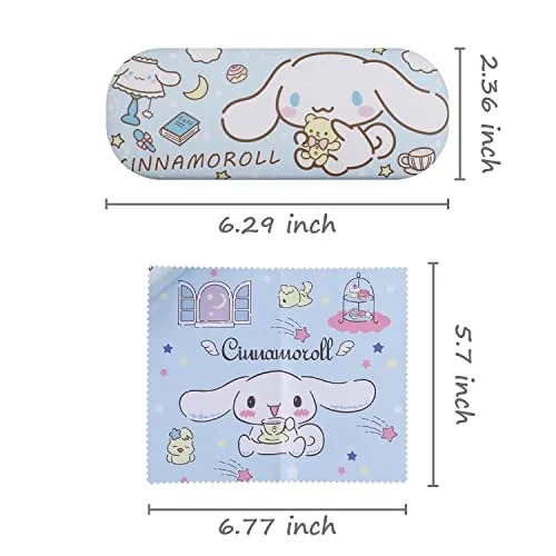 Pink Kitty Hard Shell Eyeglasses Cases Cartoon Protective Case with Glasses Cloth Storage Box Holder for Girl Teen-2