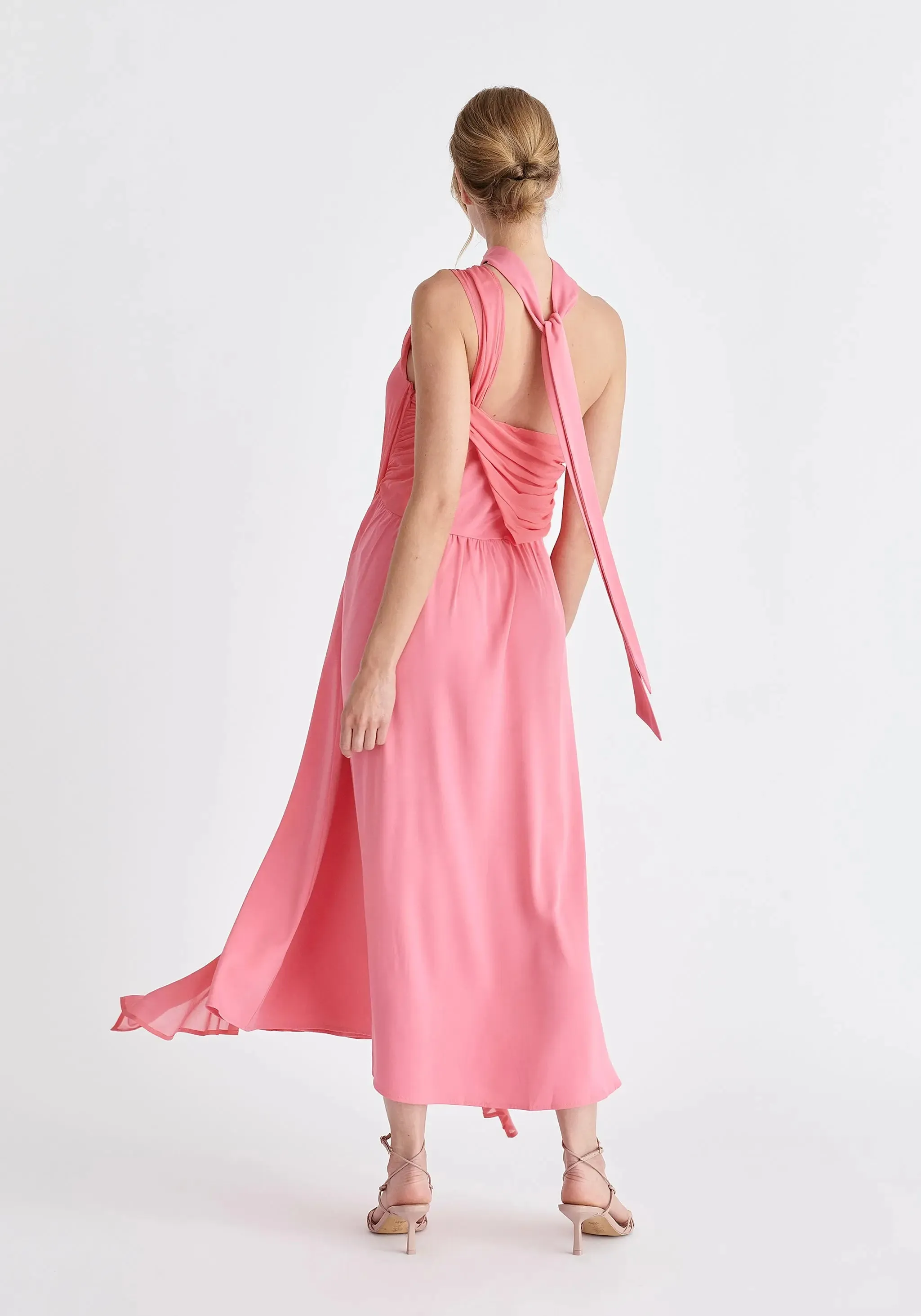 Pink One Shoulder Flowy Dress