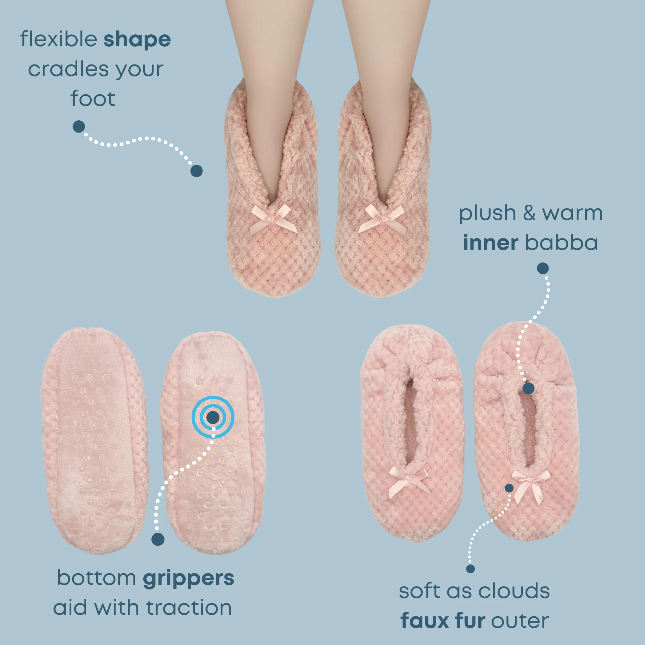 Pink Textured Flannel Classic Fuzzy Babba® Slipper Socks