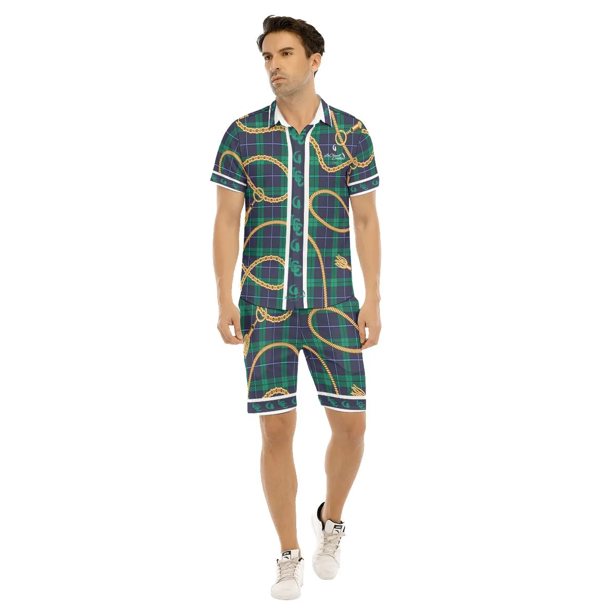 PLAID IN GOLD Men's Short Sleeve Shirt Sets
