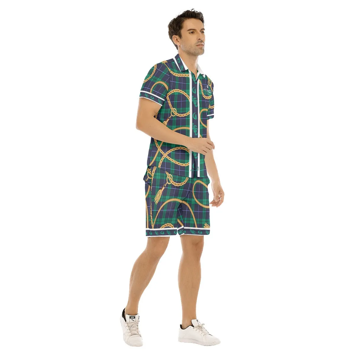 PLAID IN GOLD Men's Short Sleeve Shirt Sets