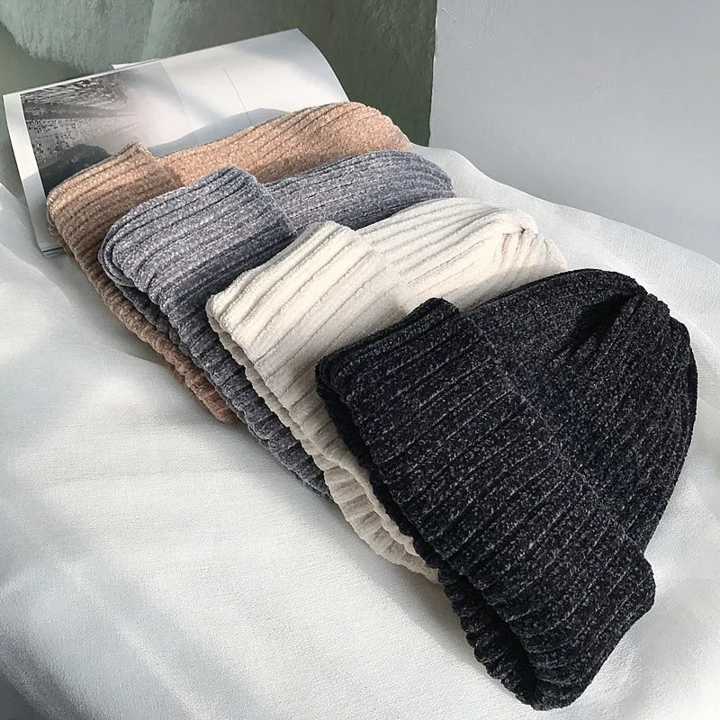Plain Solid Colored Outdoor Leisure Knitted Beanie Hats