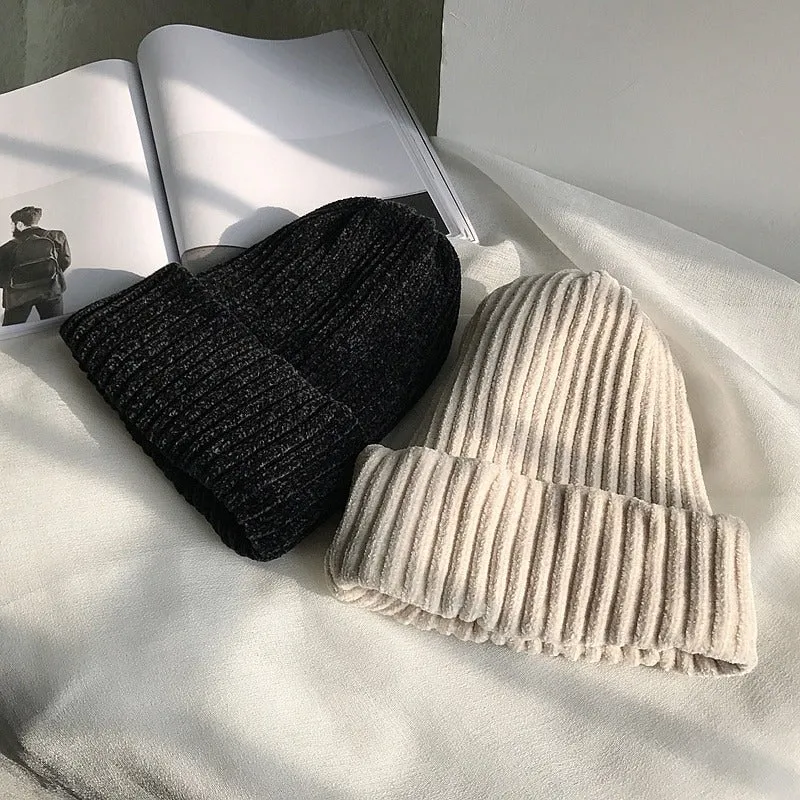 Plain Solid Colored Outdoor Leisure Knitted Beanie Hats