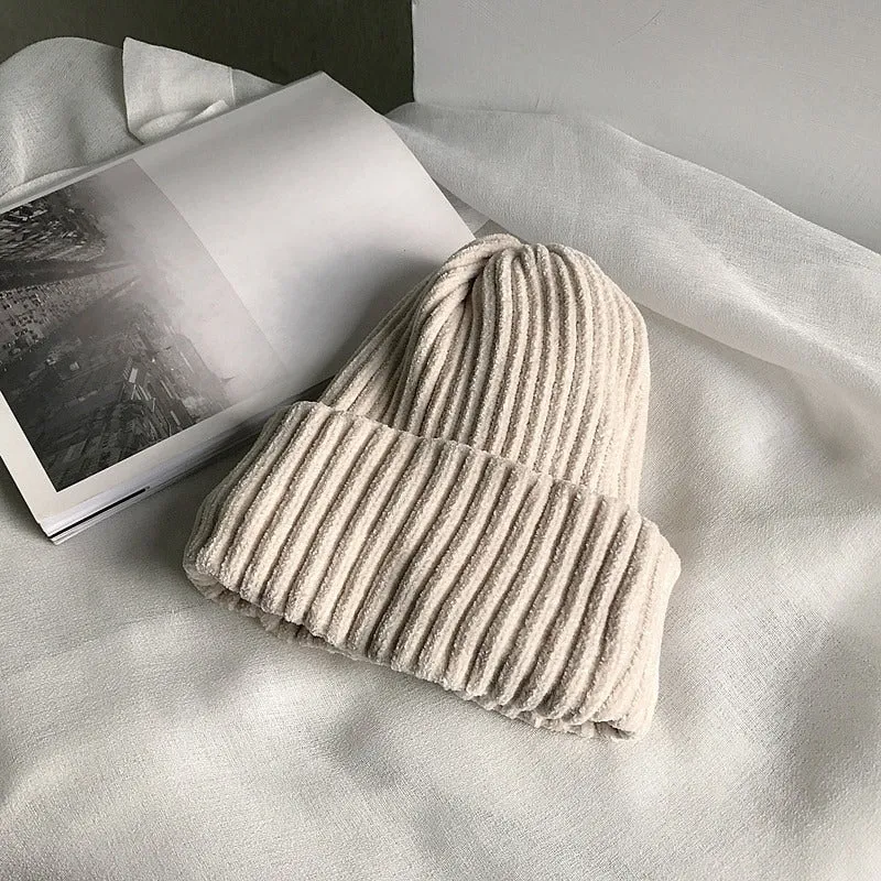 Plain Solid Colored Outdoor Leisure Knitted Beanie Hats