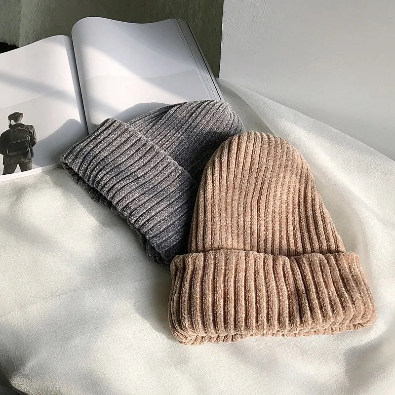 Plain Solid Colored Outdoor Leisure Knitted Beanie Hats
