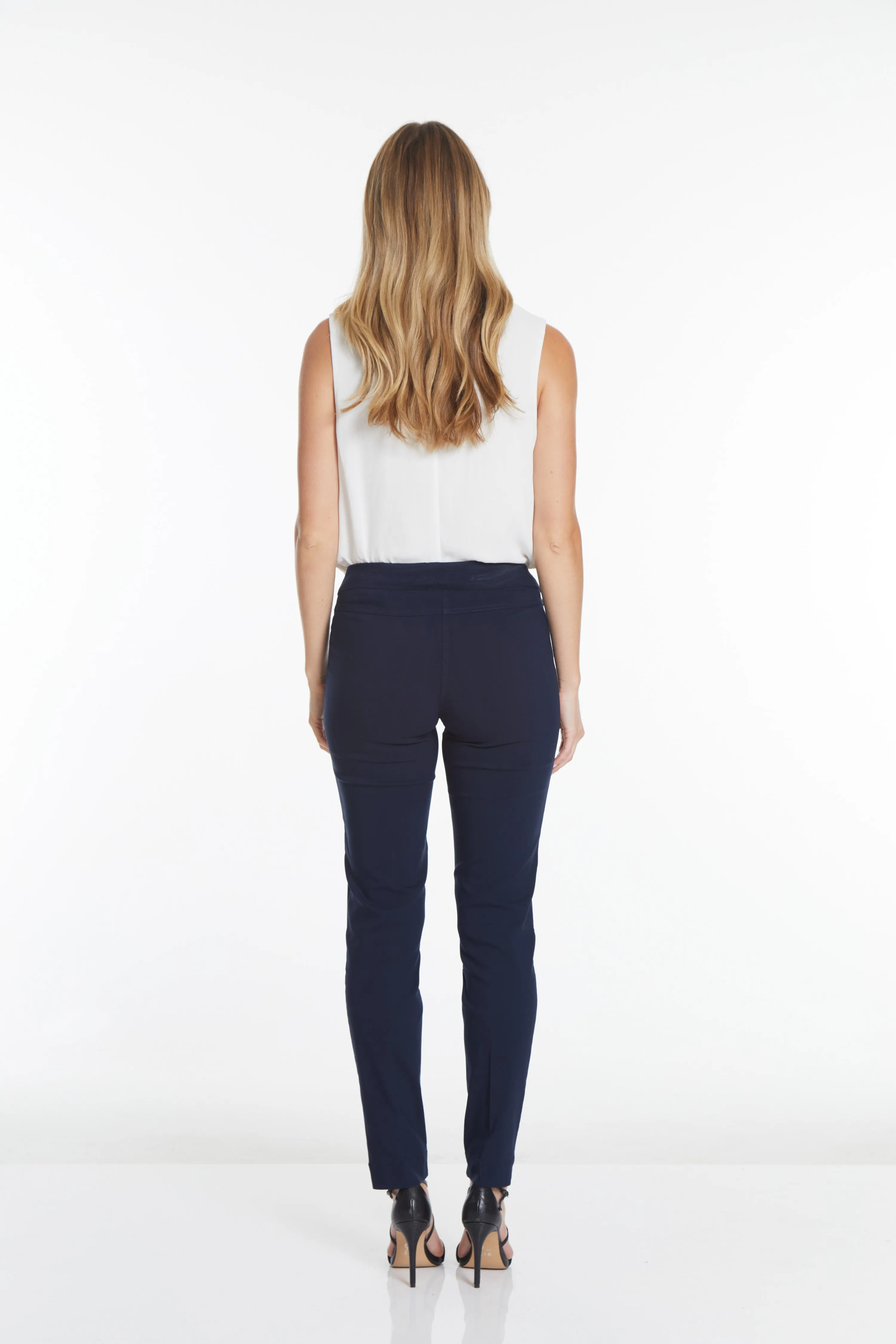 Plus Pull-On Solid Narrow Leg Pant With Faux Front Pockets - Midnight