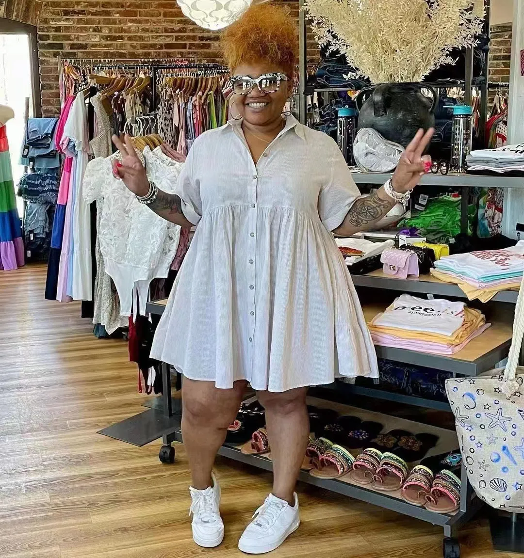 Plus Size Cotton and Linen Dress