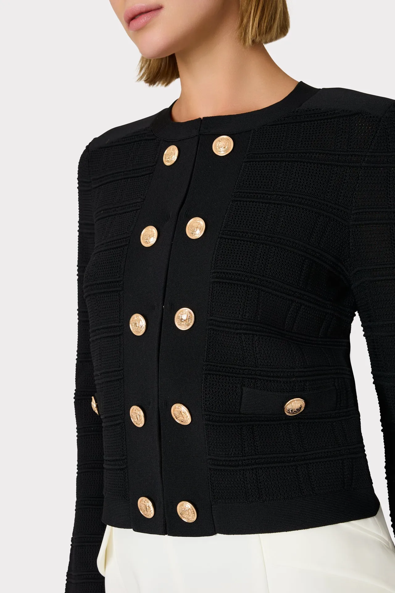 Pointelle Textured Knit Jacket