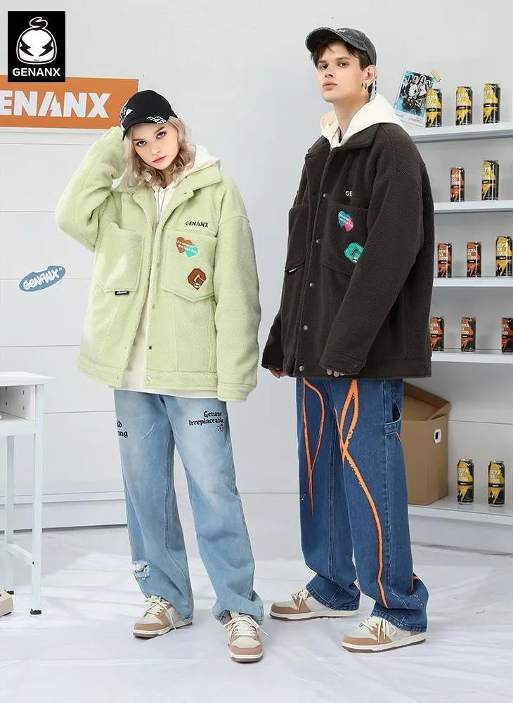 Polar Fleece letter Embroidery Padded Coat