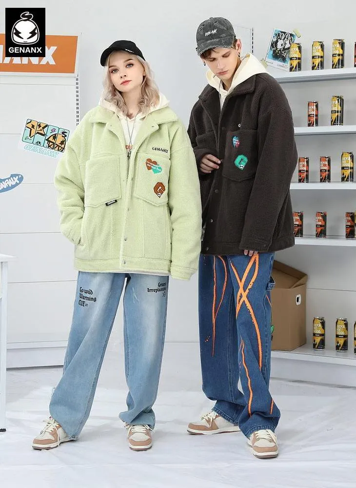 Polar Fleece letter Embroidery Padded Coat