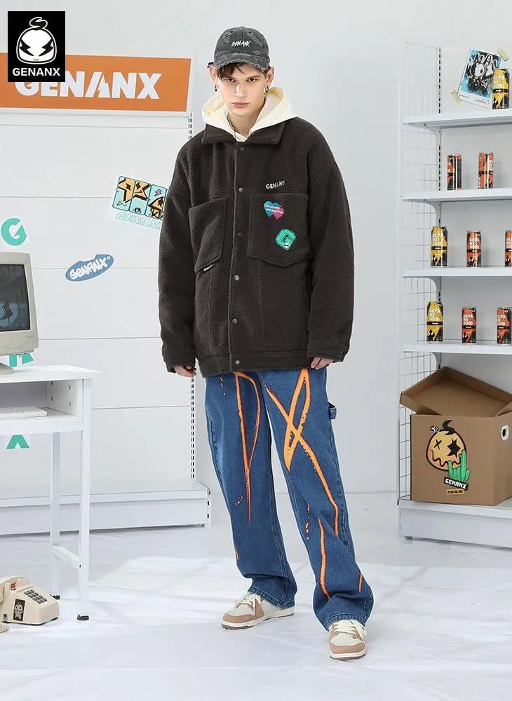 Polar Fleece letter Embroidery Padded Coat