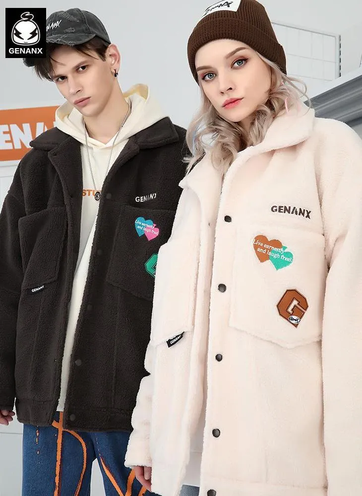 Polar Fleece letter Embroidery Padded Coat