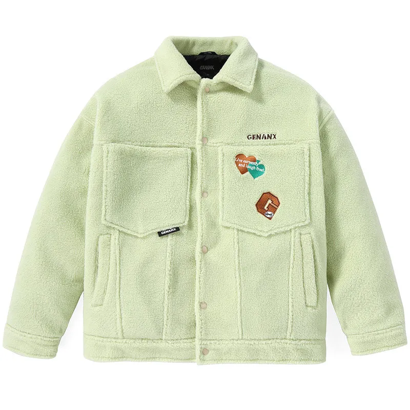 Polar Fleece letter Embroidery Padded Coat