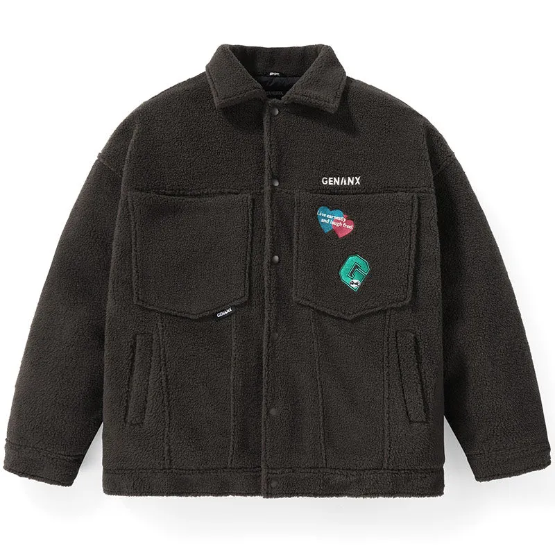 Polar Fleece letter Embroidery Padded Coat