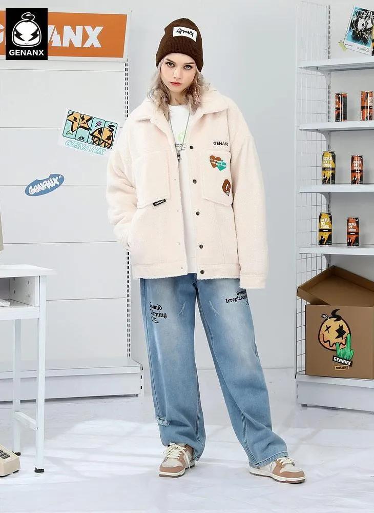Polar Fleece letter Embroidery Padded Coat