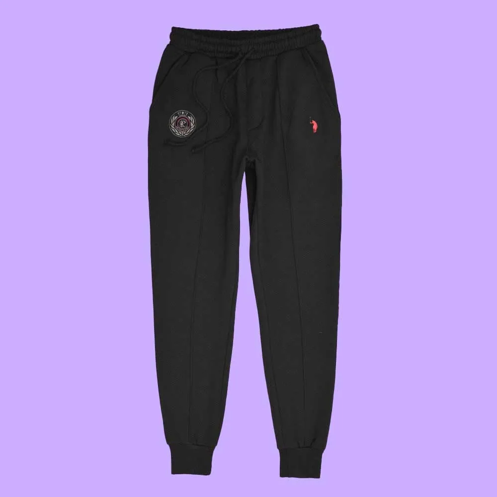 Polo Republica Men's PRC Crest And Pony Embroidered Fleece Jogger Pants