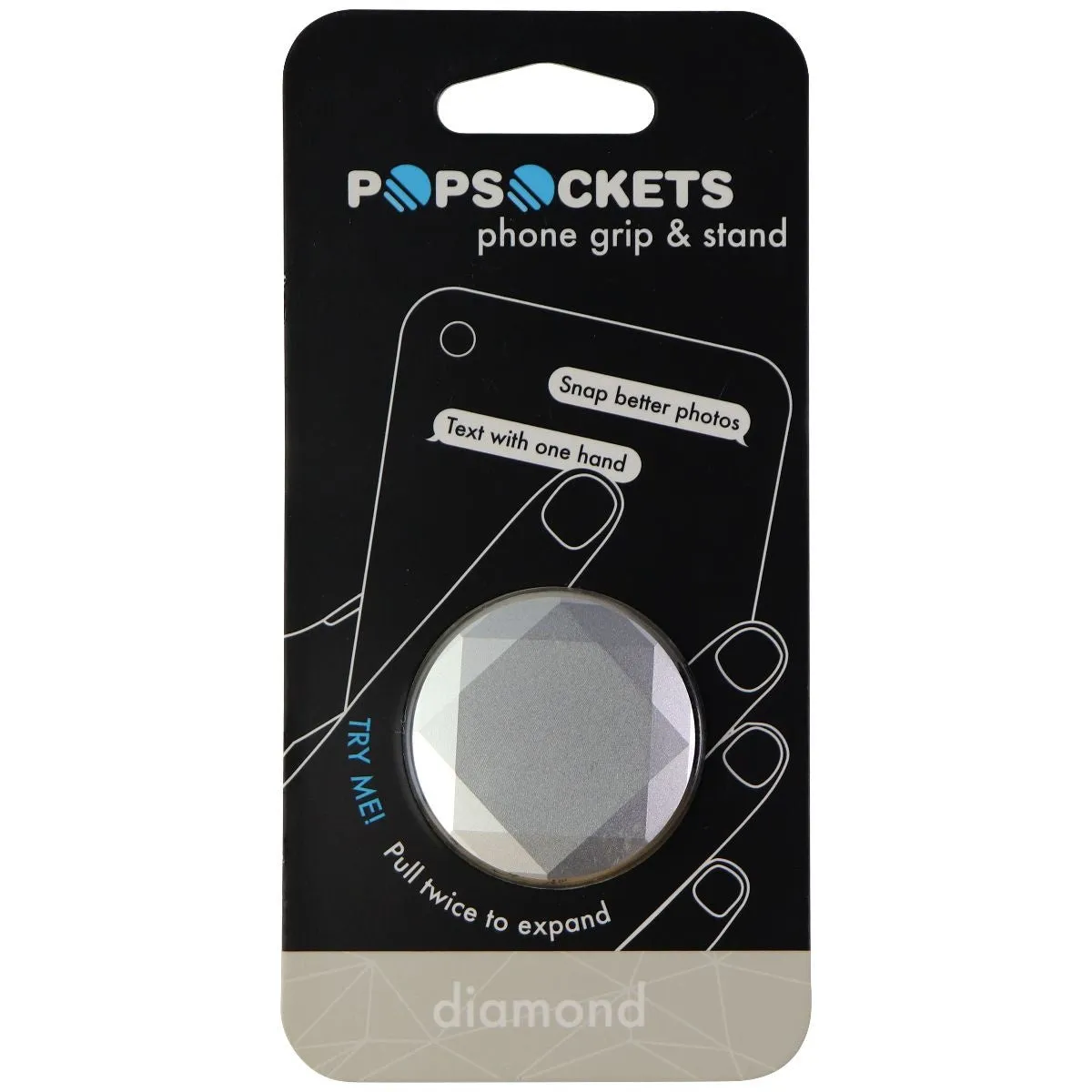 PopSockets: Collapsible Grip & Stand Phones & Tablets - Metallic Diamond Silver