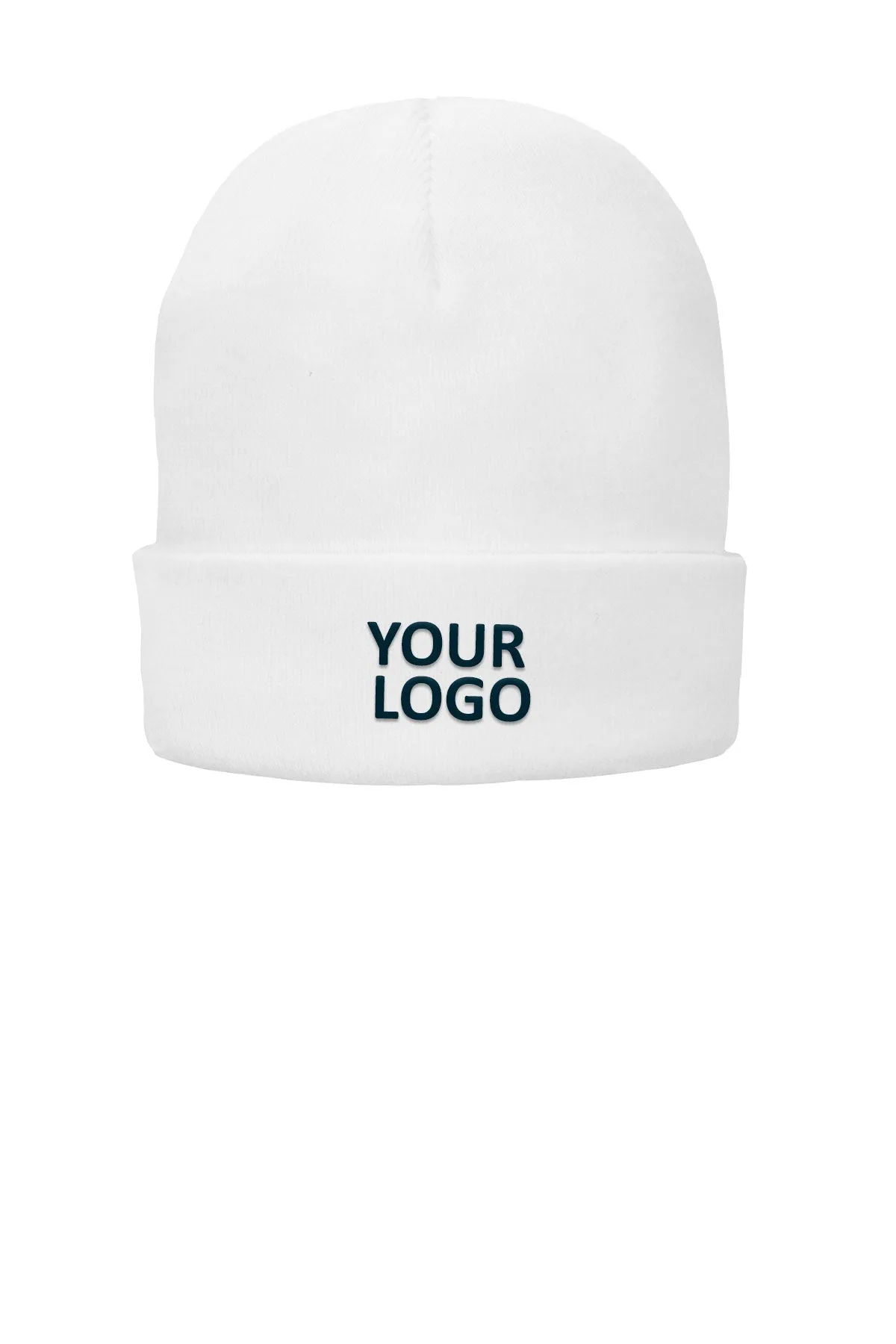 Port & Company Fleece Lined Customized Knit Caps, White