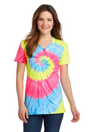 Port & Company® Ladies Tie-Dye V-Neck Tee