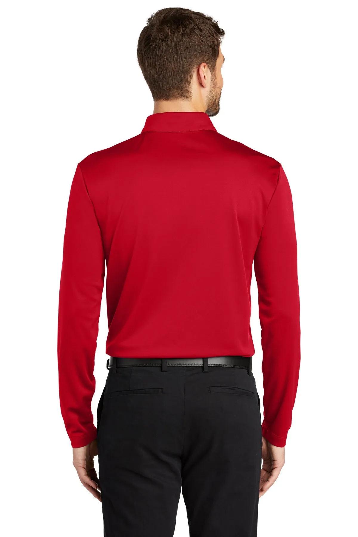 Port Authority Silk Touch Performance Custom Long Sleeve Polos, Red