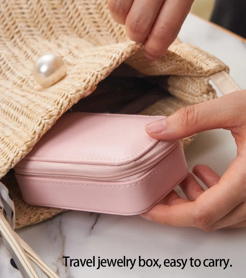 Portable Leather JewelryTravel Case Organizer