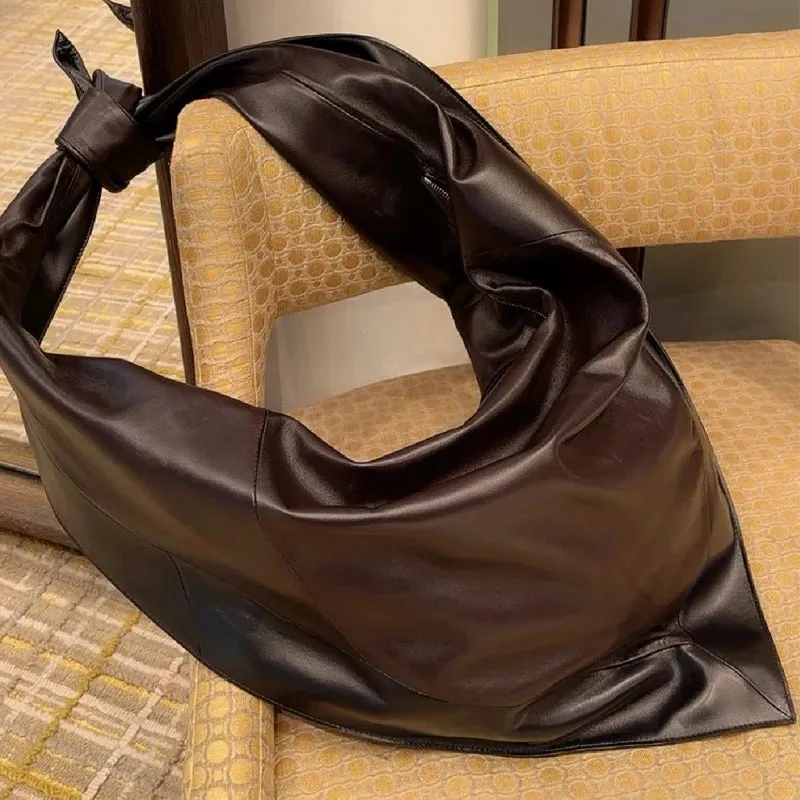 Pre Order:  Triangle Faux Leather Zipper Knot Shoulder Crossbody Bags
