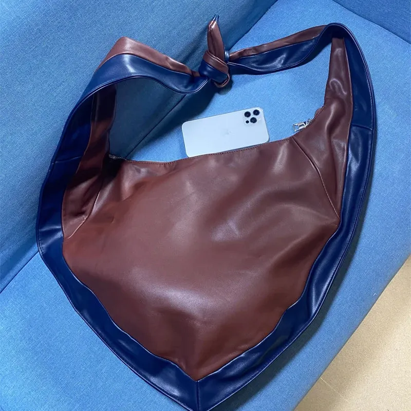 Pre Order:  Triangle Faux Leather Zipper Knot Shoulder Crossbody Bags