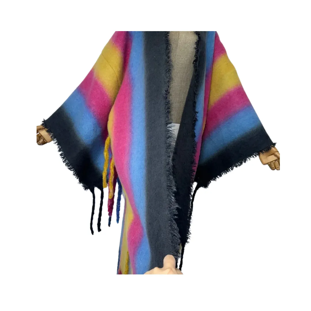 Pre Order:  Vibrant Fringed Poncho Cardigan - WINI