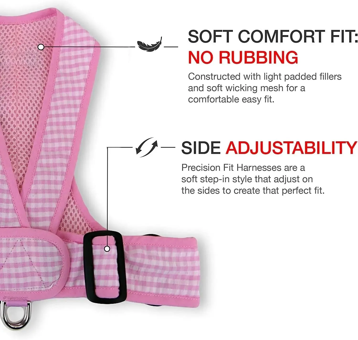 Precision Fit™ Gingham Dog Harness 3 LBS to 40 LBS